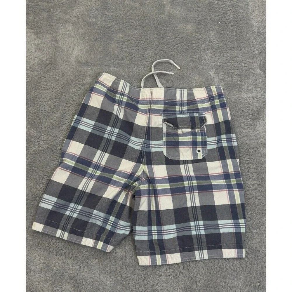 Abercrombie & Fitch Mens Plaid Board Shorts Blue White Check Swim Trunks